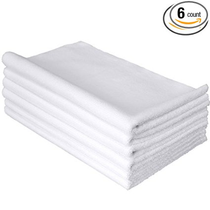 (6-Pack) THE RAG COMPANY 16 in. x 27 in. Spa, Gym, Yoga, Fitness and Workout Towel - Ultra Soft, Super Absorbent, Fast Drying 365gsm Premium Weight Microfiber Terry