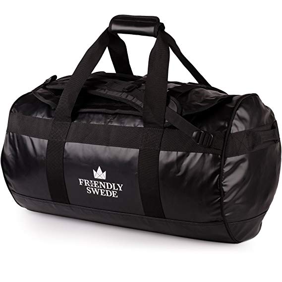 Duffel bag with Backpack Straps for Gym, Travels and Sports - SANDHAMN Duffle - by The Friendly Swede (60L Black)