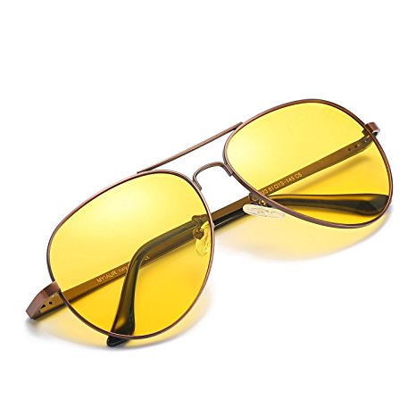 HD Night Vision Glasses for Comfortable Driving Yellow Lens Aviator Nighttime Sunglasses