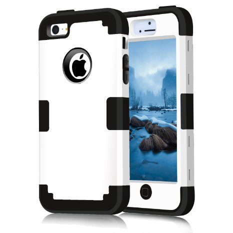 iPhone 5C Case,SAVYOU Hybrid Dual Layer Shockproof Rugged Armor Case Cover Protective Cover Case for iPhone 5C £¨White Black£©