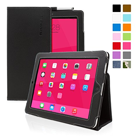 iPad 1 Case, Snugg - Black Leather Smart Case Cover Apple iPad 1 Protective Flip Stand Cover with Auto Wake / Sleep