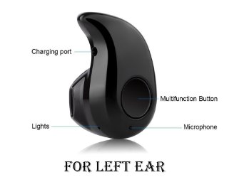 [Left Ear Version] Actpe Mini Invisible Style Wireless Bluetooth 4.1 Hands free Calls Headphone Headset Earbud Earphone with Microphone for iPhone 6S, iPad, Samsung Galaxy S6, Note 4, Android - Black
