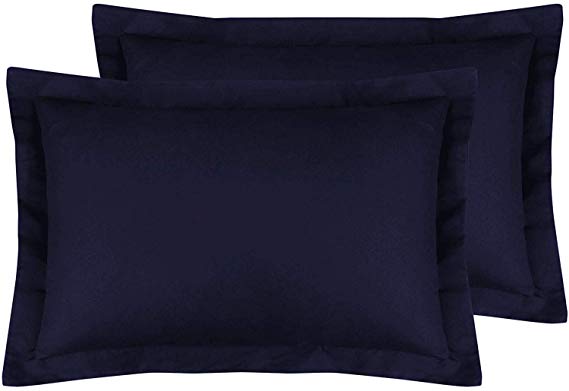 King Pillow Shams Set of 2 Navy Blue Pillow Shams King 20X36 Pillow Covers 100% Soft Egyptian Cotton 600 Thread Count Hotel Class Bedding King Size Decorative Pillow Shams Set