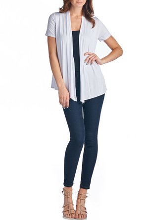 82 Days Women'S Rayon Span Super Comfortable Short Sleeves Cardigan - Solid
