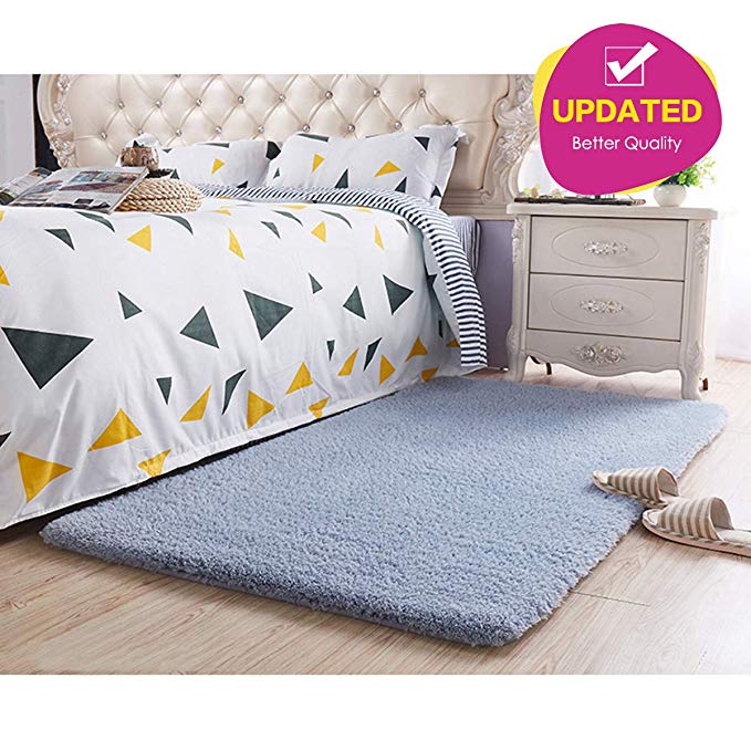 Area Rug Light Grey Modern Shaggy Carpet for Baby/Pet Room/Bedroom/Living Room  (3x4ft (120x 80cm))