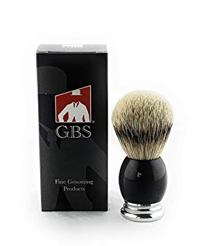 GBS 100% PURE Silver tip Badger Bristle Men's Shaving Brush Black, comes with Free Stand for Easy Storage! Compliments any Razor, Shave Soap and Cream For The Ultimate Best Wet Shave