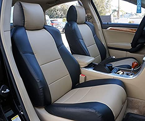 Iggee Acura TL (Not Type-S) 2004-2008 Black/Beige Artificial Leather Custom Made Original fit 2 Front seat Covers