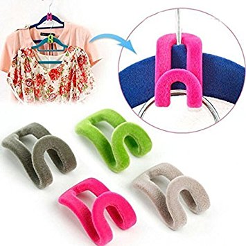 Hanger Hooks-NUOLUX 12pcs Anti-slip Mini Flocking Clothes Rack Hanger Hooks Holders (Random Color)