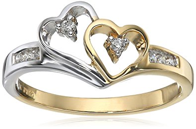 14k Two-Tone Diamond Heart Ring (1/10 cttw, I-J Color, I2-I3 Clarity)