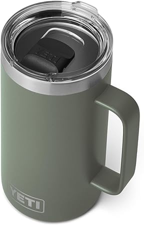 YETI Rambler 24 oz Mug, Vacuum Insulated, Stainless Steel with MagSlider Lid, Camp Green