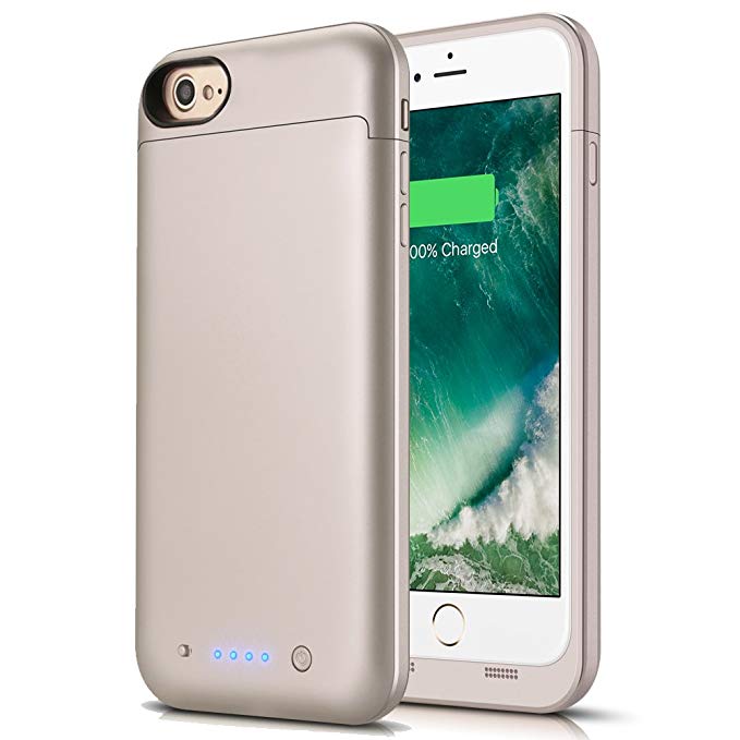 iPhone 8/7 Battery Case, 4500mAh Rechargeable Charger Case Portable External Battery Pack for iPhone 7/8 Protective Charging Case Apple Battery Power Bank (Gold)