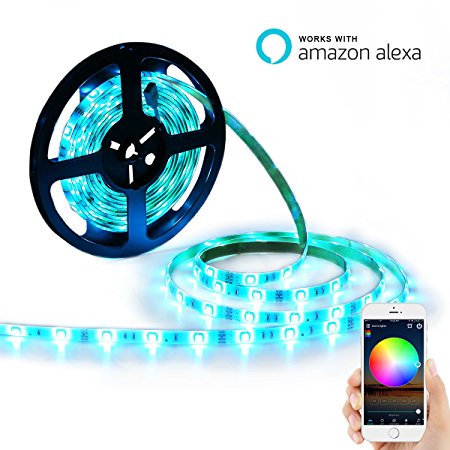 YIHONG LED Strip Lights 16.4FT 150 Leds RGB Light Strip Kit 5050 SMD LED Smart Lights Wireless Smart Phone Controlled Color Changing Lights Work with Alexa Android and IOS System