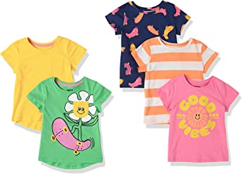 Spotted Zebra Girls and Toddlers' Short-Sleeve T-Shirt Tops, Multipacks