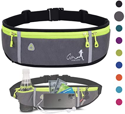 JAPI Running Belt,Water Resistant Runners Belt Fanny Pack for Women Men, Waist Bag for Hiking Fitness Travel - Adjustable Running Pouch Belt Fits Phones iPhone 11 pro max Xs x 6 7 8 Plus Samsung S10…