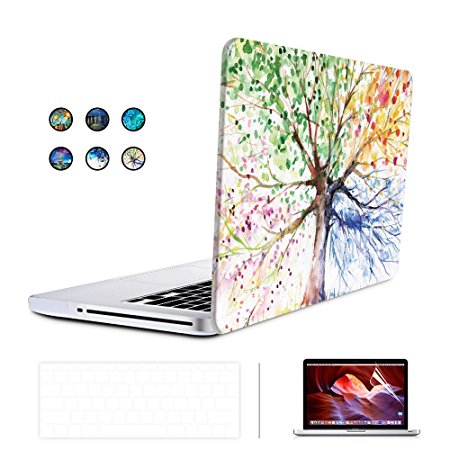 SUNKY - Macbook Retina 13 Case, Rubberized Slim Hard Plastic Snap On Cover &TPU Keyboard Skin &HD Screen Protector for Macbook Pro 13 inch with Retina Display (NO CD-Rom) (A1502 & A1425) - Tree