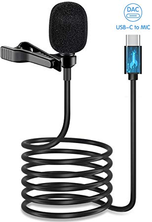 USB Type C Lavalier Lapel Microphone,[DAC Chip] IUKUS Professional Omnidirectional USB-C Lavalier Microphone with Easy Clip On System Compatible with iPad Pro 2018 2019 Google Pixel 2 3 XL Moto Z and