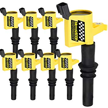 High Performance Ignition Coil 8 Pack For Ford F150 Mercury Lincoln V8 V10 4.6L 5.4L 6.8L Compatible with DG511 C1541 FD508 (Yellow)