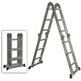 Best Choice Products SKY528 Scaffold Extendable Heavy Duty Multi Purpose Folding Step Ladder Aluminum