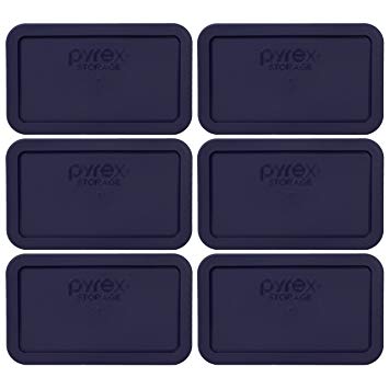 Pyrex 7214-PC 4.8 Cup Dark Blue Rectangle Plastic Food Storage Lid (6 Pack)