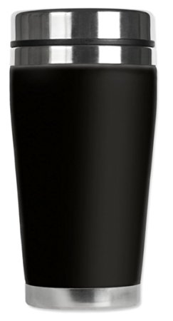 Mugzie Travel Mug with Insulated Wetsuit Cover, 16 oz, Black