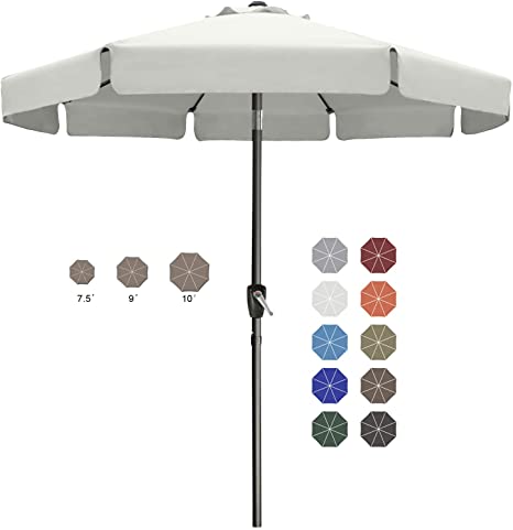 ABCCANOPY 9FT Patio Umbrella Outdoor Table Umbrella with 8 Sturdy Ribs Beach Umbrella for Sand and Outdoor Activities(Light Beige)