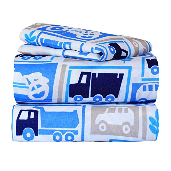 Dor Extreme Super Soft Luxury Twin Cars Bed Sheet Set in 8 Different Prints, Galore, 3 Piece