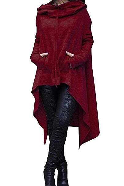 ThusFar Women's Loose Solid Color Pullover Hoodie Irregular Hem Sweatshirts Dress S-4XL