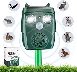 Répulsif Chat Exterieur, Répulsif Chat Ultrason Solaire, Ultrason Anti Chats, Charge de Solaire USB, Répulsif Animaux pour Chats, Pigeon, Lapin, Oiseaux, Renard, etc 3 Modes