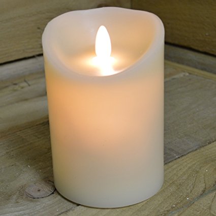 Battery Operated Real Wax Candle with Dancing Flame in Ivory 13cm - Christmas