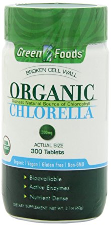 Green Foods Organic Chlorella 200 Mg, 300 Count