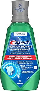 Crest Pro-Health Mouthwash, Advanced Anticavity with Flouride, Alcohol Free, Strengthens Enamel, Mild Mint, 1L