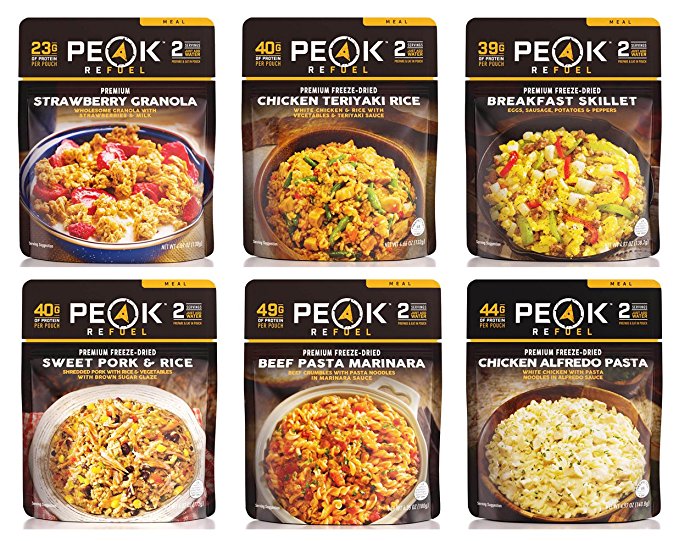 Peak Refuel Freeze Dried Backpacking, Camping and Outdoor Food - Variety 6 Pack