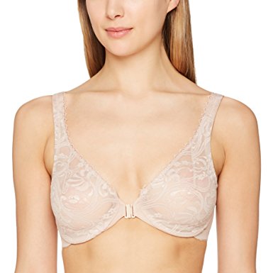 Glamorise Women's Full Figure Wonderwire Front Close Stretch Lace Bra #9245