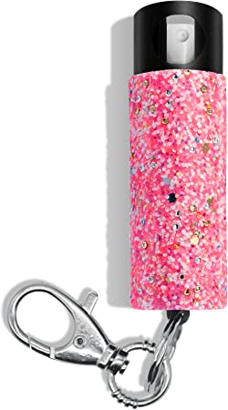 Guard Dog Security Bling It On Pepper Spray for Women, Maximum Strength, Keychain Accessory, Up to 16 feet, Quick and Instant Access with a Clip or Key Ring, Glow in The Dark Actuator