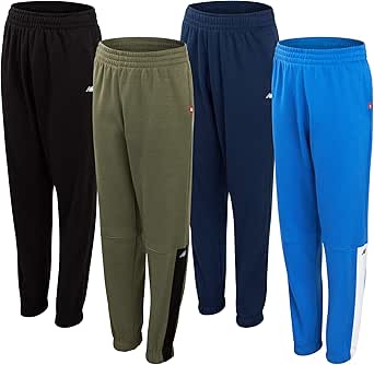 New Balance Boys’ Active Sweatpants - 4 Pack Performance Fleece Jogger Sweatpants for Boys - Jogger Pants with Pockets (8-20)