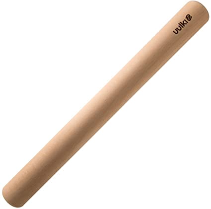 Uulki French Large Wooden Rolling Pin – Eco-Friendly Solid Baking Pastry Cake Pizza Roller from European Beech (45 cm)
