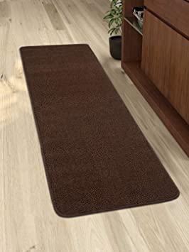 Saral Home Solid Dark Brown Anti-Slip Polyester Kitchen Runner- 45x120 cm