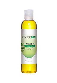 Natural Massage Oil w/ Aloe Vera, Sensual Relaxation &Essential Soft Skin, Best All Natural Non-GMO Nourishing Rice Bran Oil For Couples Massage, Thai / Professional Massage Therapist - Cacee, 8 oz