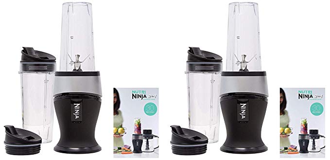 Ninja Personal Blender for Shakes, Smoothies, Food Prep, and Frozen Blending with 700-Watt Base and (2) 16-Ounce Cups with Spout Lids (QB3001SS) (Twо Расk)