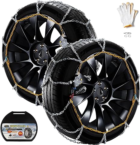 DEDC Snow Chains for Car, Snow Tire Chains for SUVs and Trucks, Auto Trac Tire Traction Wheel Chains 1 Min Quick Fit Easy Chainsaw Reusable Universal Emergency Traction Chain - Set of 2 MS1520