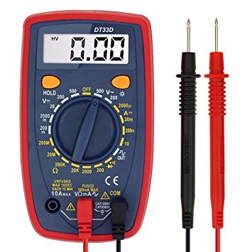 Digital Multimeter, Liumy AC/DC, Current, Voltage, Resistance Digital Meter/Tester with Ohm Volt Amp & Diode Test, for Household Outlets, Fuses, Vehicle Battery, Charging System, Automotive Circuits