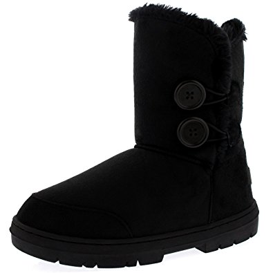 Womens Twin Button Waterproof Winter Snow Boots