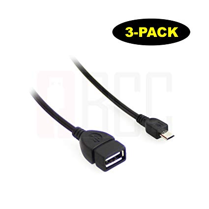 (3-Pack) BuyCheapCables 6" Micro-USB OTG (On The Go) to USB 2.0 Adapter Cable
