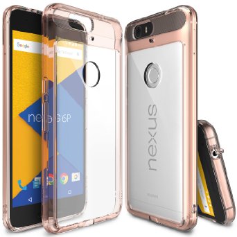 Nexus 6P Case, Ringke [Fusion] Clear PC Back TPU Bumper w/ Screen Protector [Drop Protection/Shock Absorption Technology][Attached Dust Cap] For Huawei Nexus 6P - Rose Gold