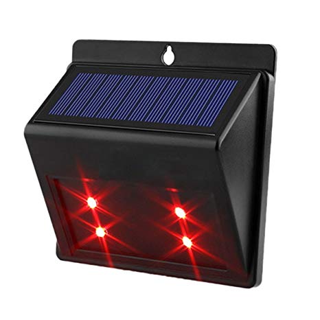 Seicosy Solar Red LED Predator Deterrent Lights, Night Time Animal Control Scares Nocturnal Animals, Protect Yard Farm Garden Pasture Orchard Corral