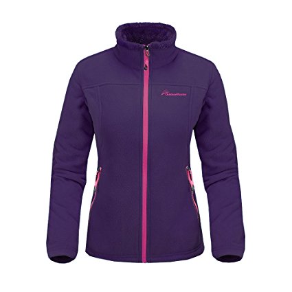 OutdoorMaster Women's Fleece Jacket - Waterproof & Stain Repellent, Ultra Soft Plush Lining & Optional Hoodie - Full-Zip