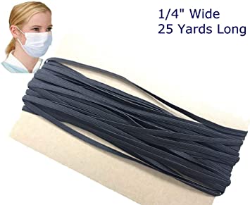 FoamTouch Premium Quality 1/4" Wide 25 Yards Black Heavy Stretch Knit Elastic Band…