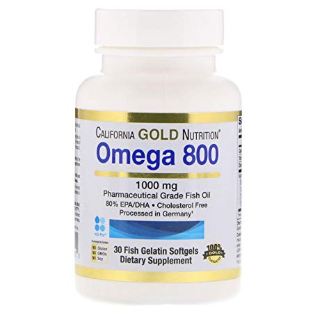 Madre Labs Omega 800 Pharmaceutical Grade Fish Oil 80 EPA DHA Triglyceride Form German Processed Cholesterol Free 1000 mg 30 Fish Gelatin Softgels