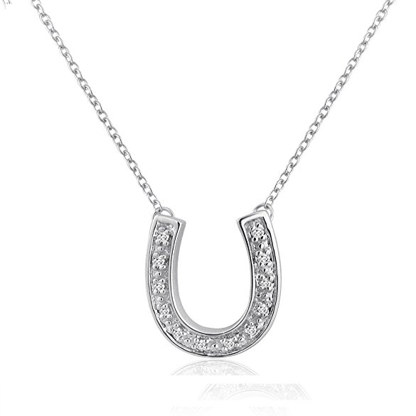 Sterling Silver and Diamond Horseshoe Necklace (1/10ct tw 16 inches)