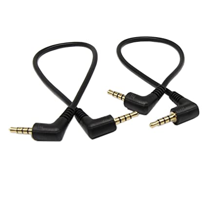 3.5mm TRRS Cable,SinLoon (2-PACK)Gold Plated 90 Degree Right & Left Angled 3.5mm Stereo 4-Pole male to male Auxiliary Audio Cable for iPhone, iPad or Smartphones,Tablets,Players Microphone(4-P,9inch)